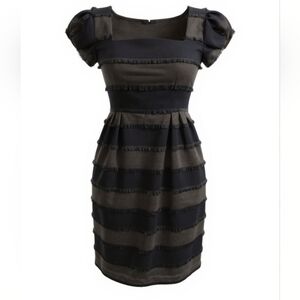 Nanette Lepore Catch Me If You Can Black  Cap Sleeve Sheath Dress Size 8